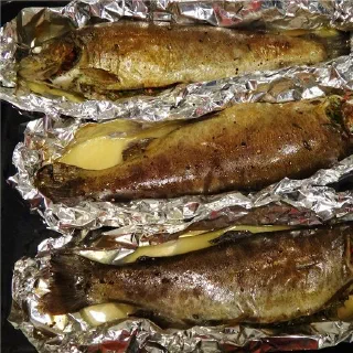 Форель с гранатом, тархуном и алычой