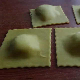 Равиоли с творогом, баклажаном в томатном соусе (Ravioli with Сottage Сheese and Eggplant)