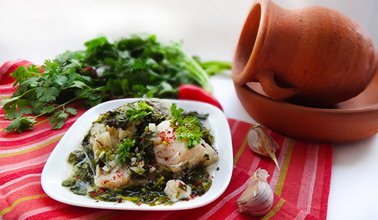 White Fish with Georgian Sauce Kindzmari