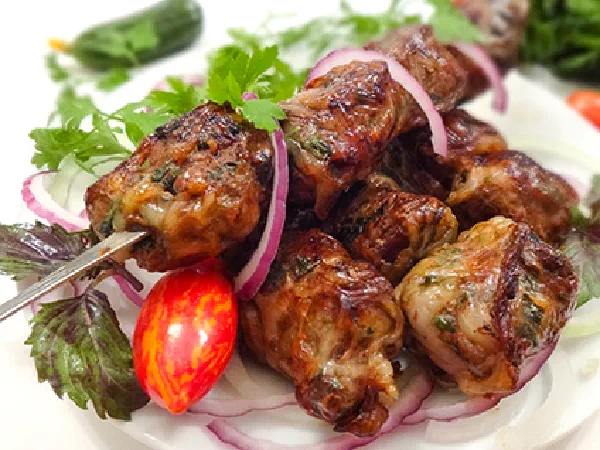Шашлык из печени в жировой сетке –  (BBQ Liver Wrapped in Caul Fat)