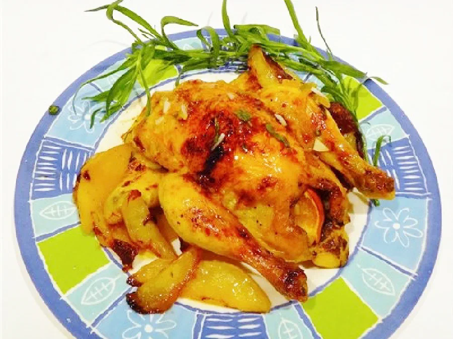 Цыплята с эстрагоном, чесноком и апельсиновым мармеладом