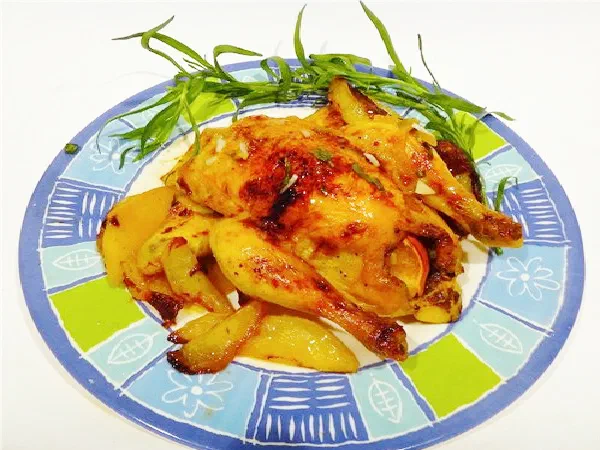 Цыплята с эстрагоном, чесноком и апельсиновым мармеладом